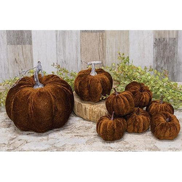 6 Set Brown Velvet Pumpkins 25 - The Fox Decor